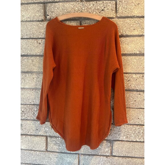 Rust Orange Long Sleeve Knit Sweater With Side Zippers - Picture 8 of 8